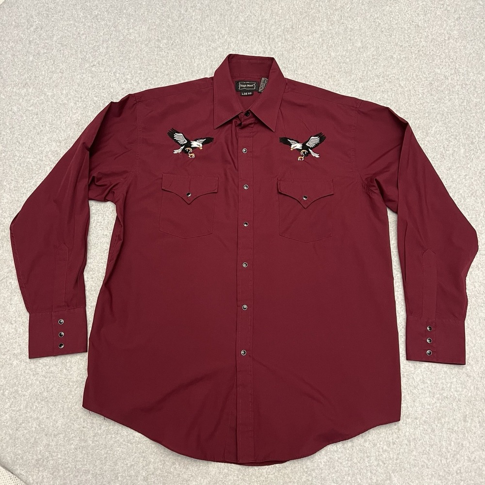 Gaucho Shirt Men's Large Maroon Pearl Snap Eagle Western Rodeo Cowboy Ranch Flap